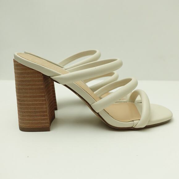 ShuShop Womens Ginger Sandals Open Toe Chunky Heels Leather White Size 8.5 - Picture 3 of 7